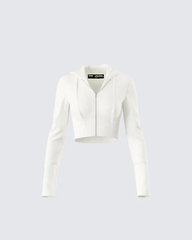 Alyssa White Knit Cropped Jacket sold by Finesse