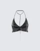 Shelly Black Chainmail Halter Top sold by Finesse