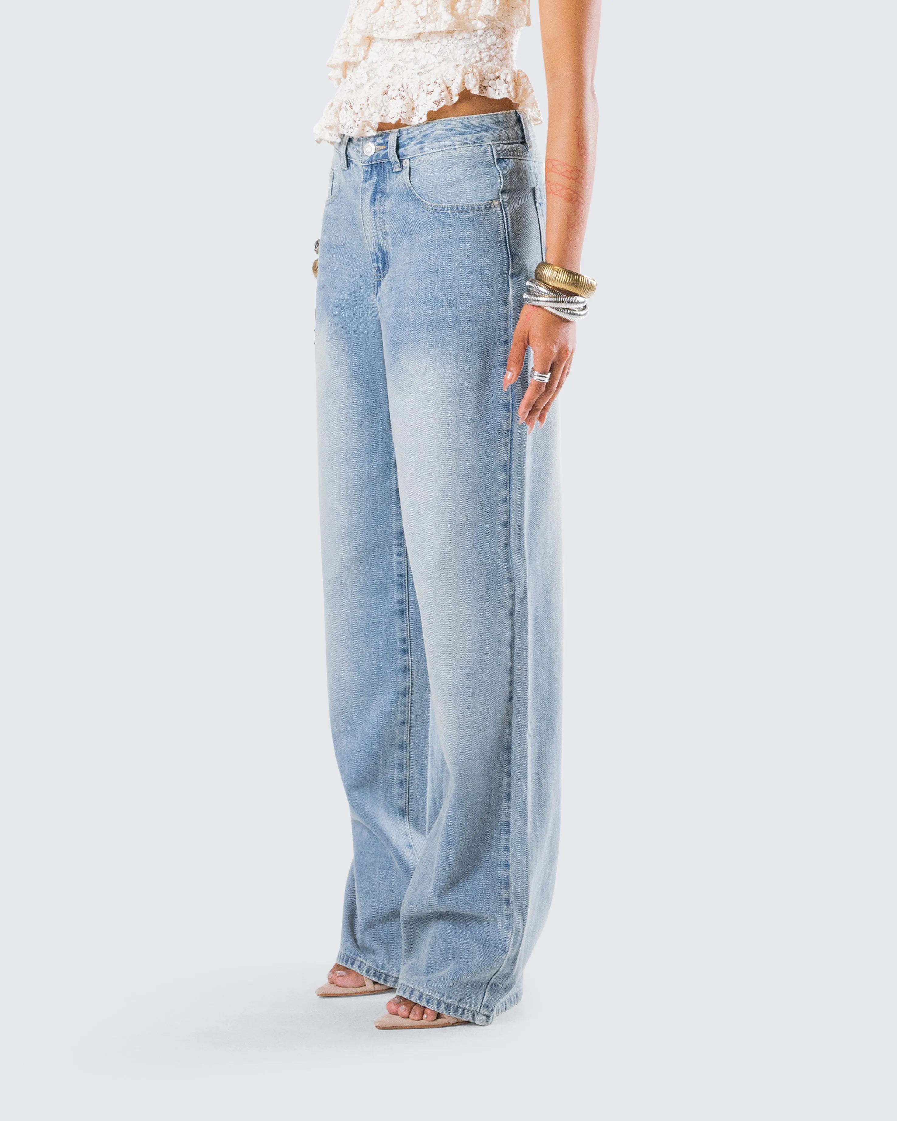 Samia Blue Denim Wide Leg Jeans sold by Finesse product image thumbnail 5