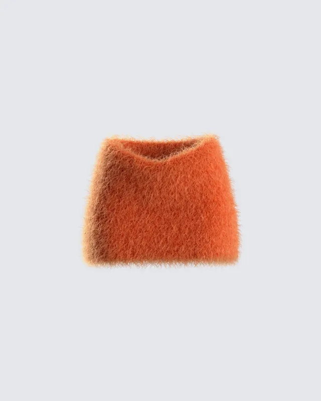 Sierra Orange Fuzzy Skirt sold by Finesse