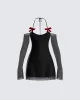 Ginny Black Mesh Mini Dress sold by Finesse