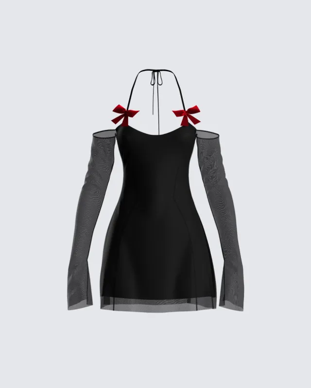 Ginny Black Mesh Mini Dress sold by Finesse