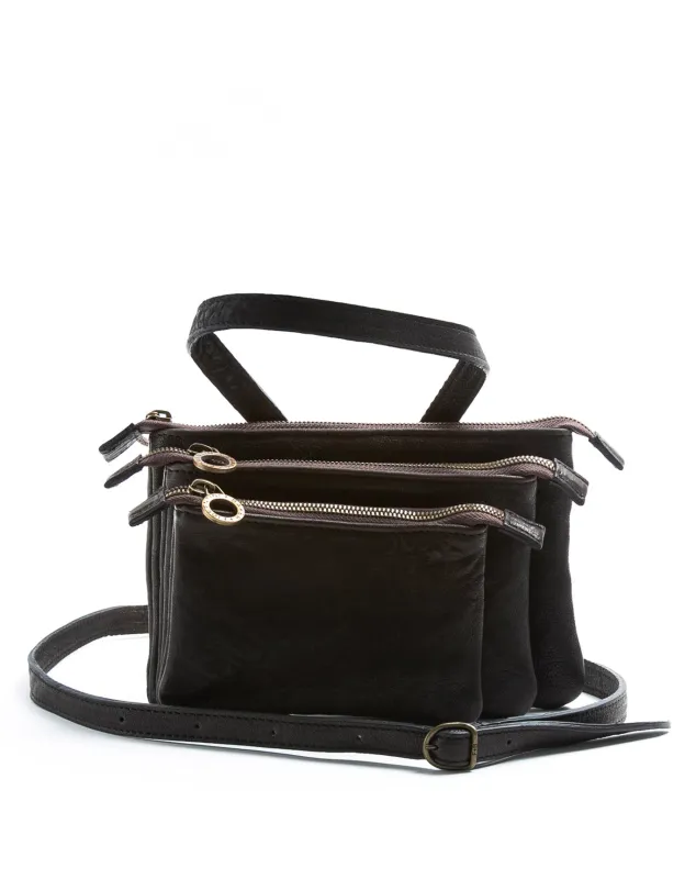 LEMA Black Leather Crossbody Bag made by Fiorentini + Baker