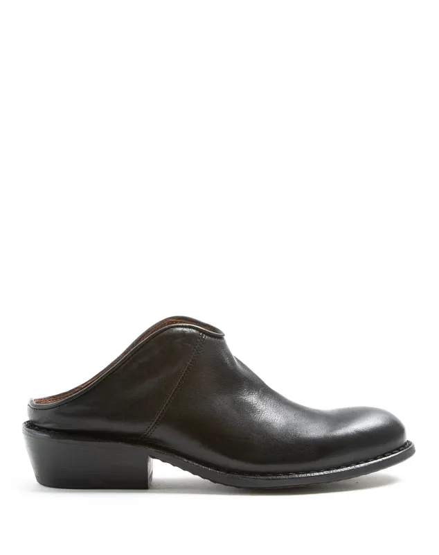RENO Black Leather Mules made by Fiorentini + Baker