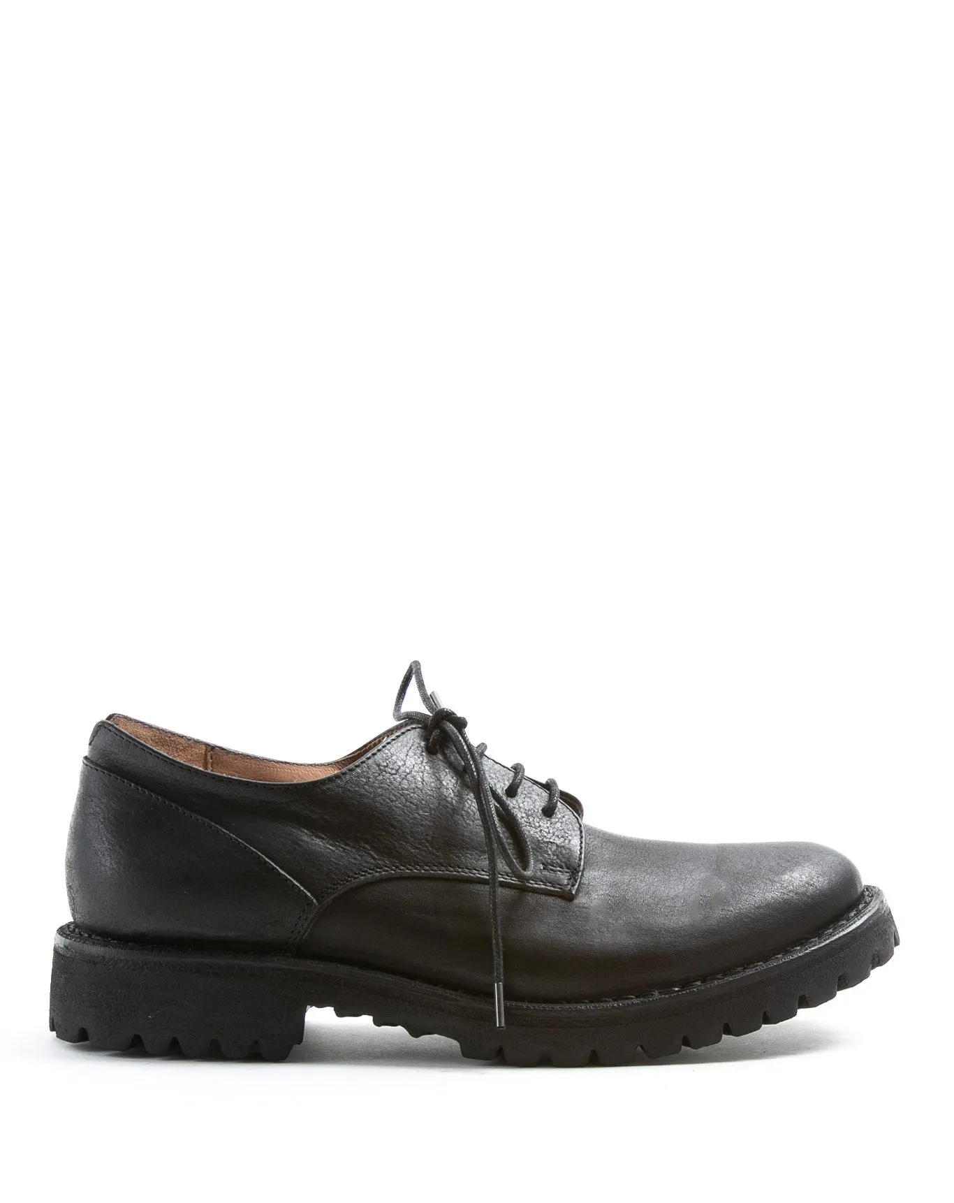 M-706 Black Leather Derby Shoes sold by Fiorentini + Baker