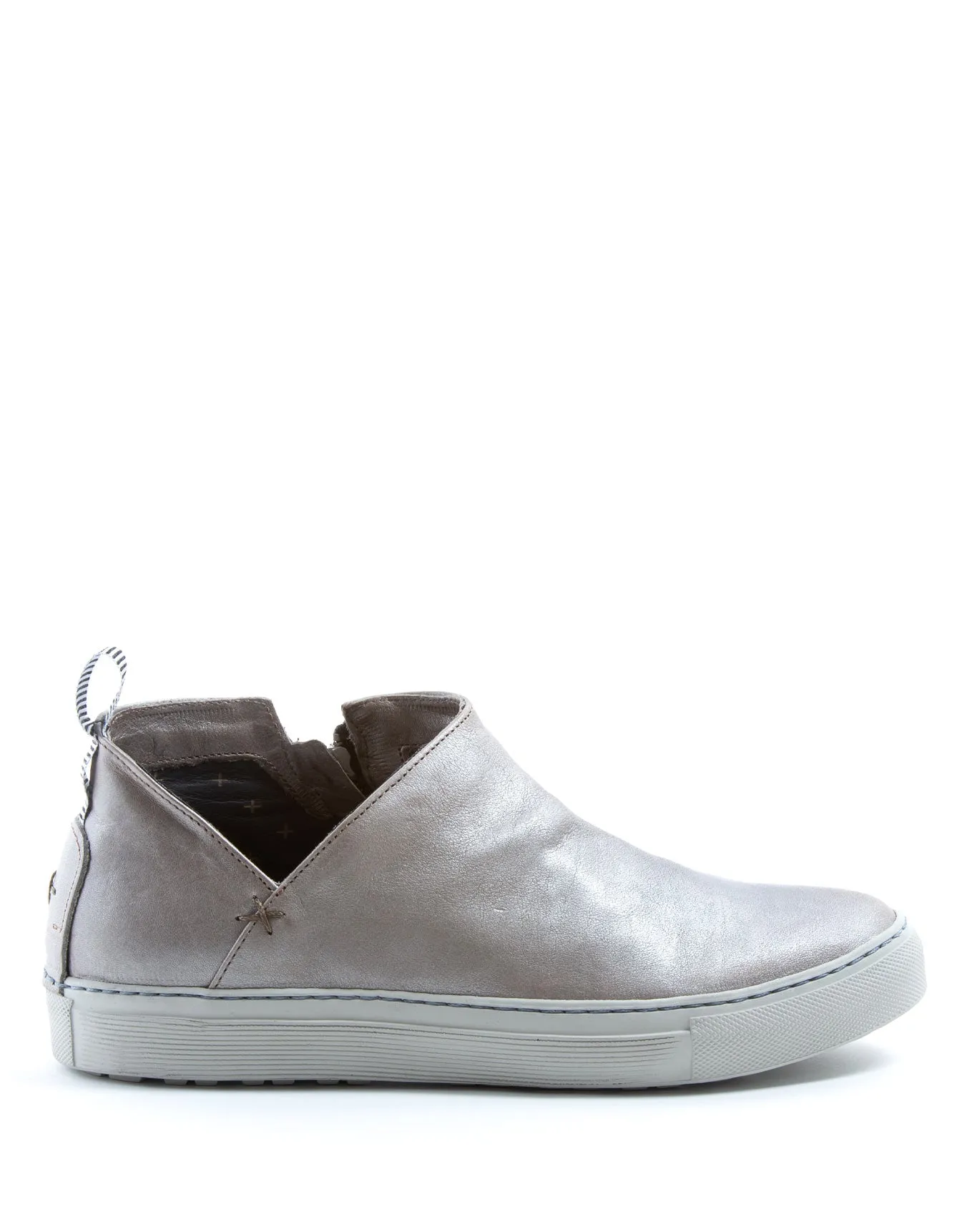 BRIE Silver Leather Sneakers sold by Fiorentini + Baker