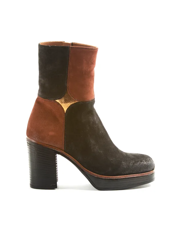 LOIS Black/Rust/Gold Suede Shoes sold by Fiorentini + Baker