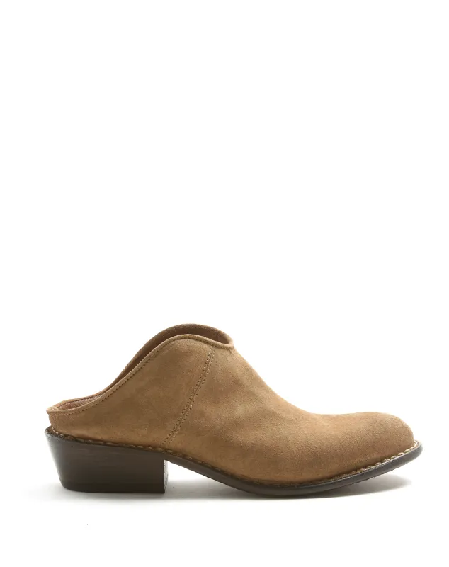 RENO Taupe Suede Mules made by Fiorentini + Baker