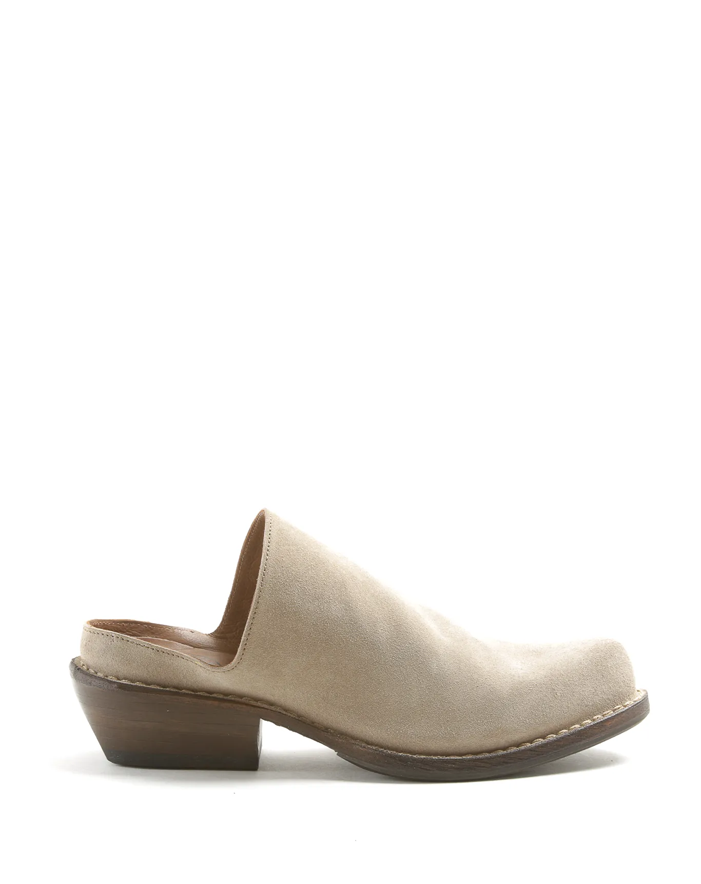 DANA Light Beige Suede Sabot sold by Fiorentini + Baker