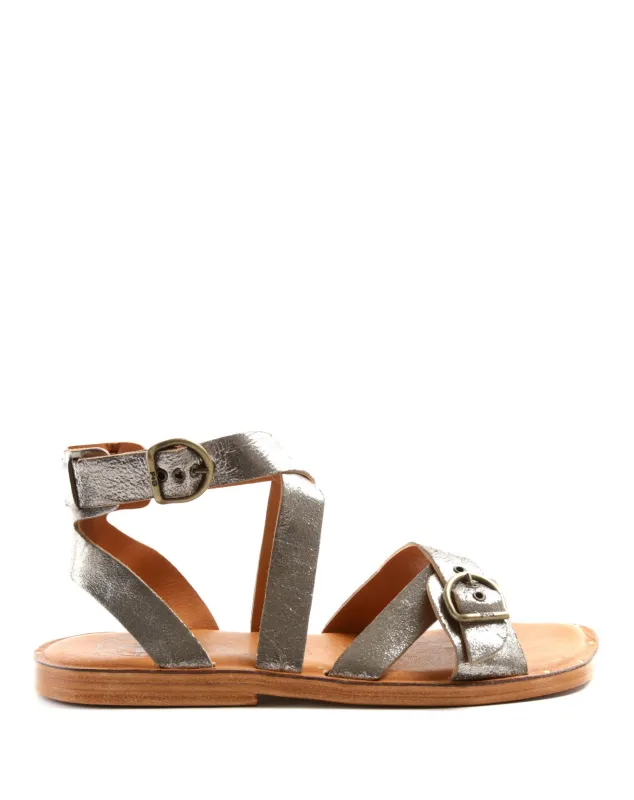 ZIVA Gunmetal Leather Sandals made by Fiorentini + Baker