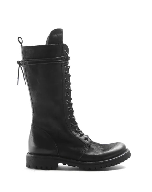 M-ERGAN Black Brushed Leather Boots made by Fiorentini + Baker