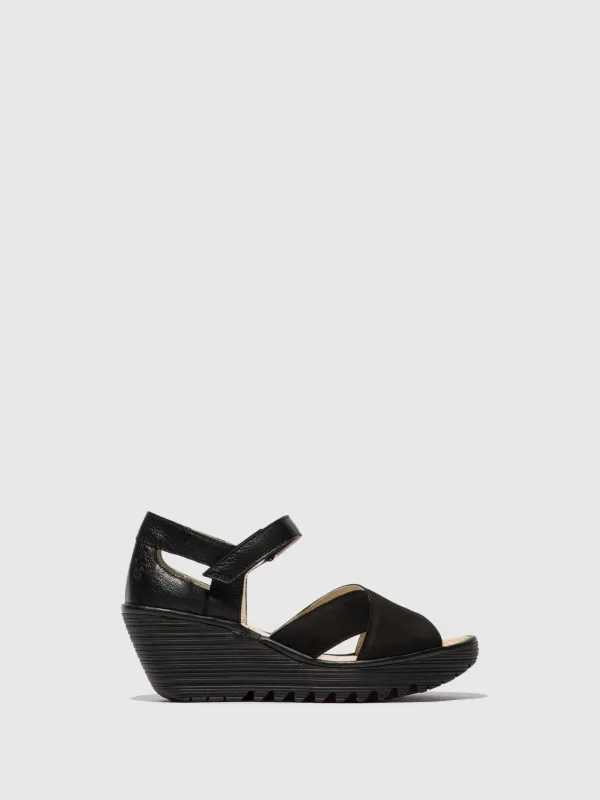 Ankle Strap Sandals YENT365FLY BLACK sold by Fly London