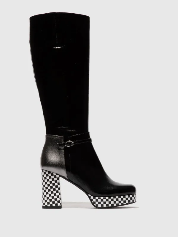 Zip Up Boots ECHI354FLY BLACK/GRAPHITE sold by Fly London