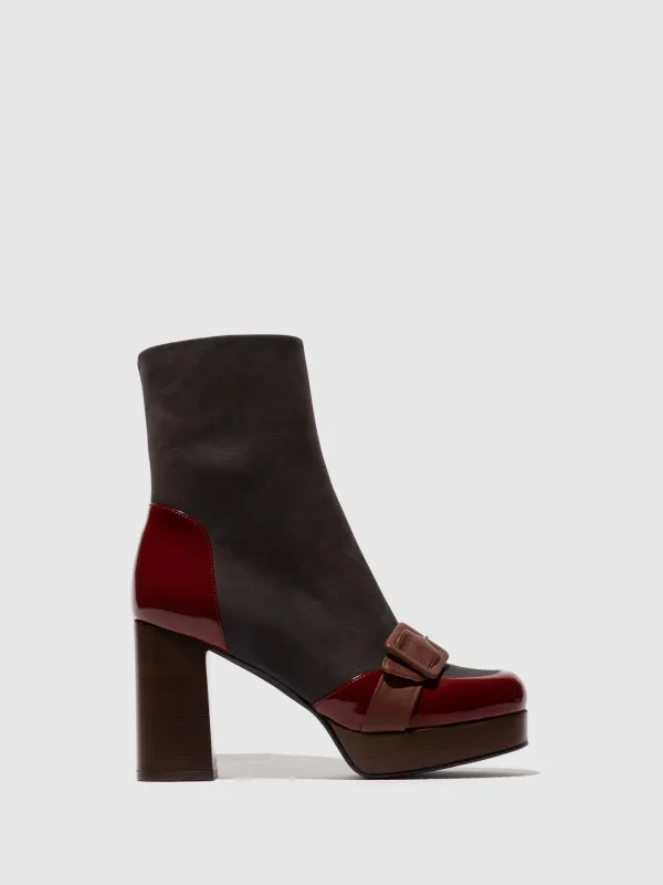Zip Up Ankle Boots EFOL352FLY INT.RUST/GREY/COGNAC sold by Fly London
