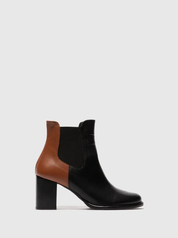 Chelsea Ankle Boots MUXE358FLY BLACK/TAN sold by Fly London