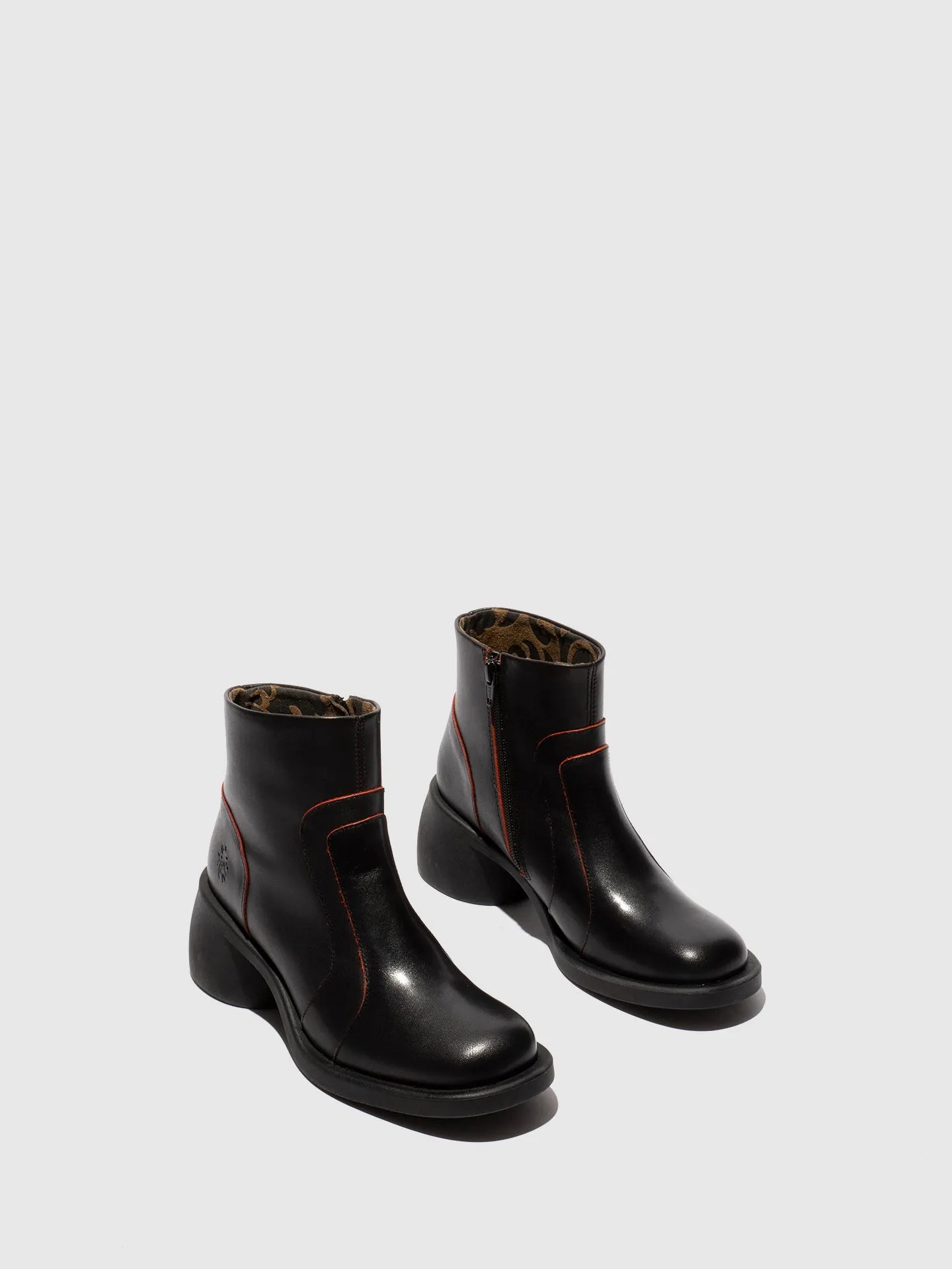 Zip Up Ankle Boots HEWI304FLY BLACK/RED sold by Fly London product image thumbnail 2