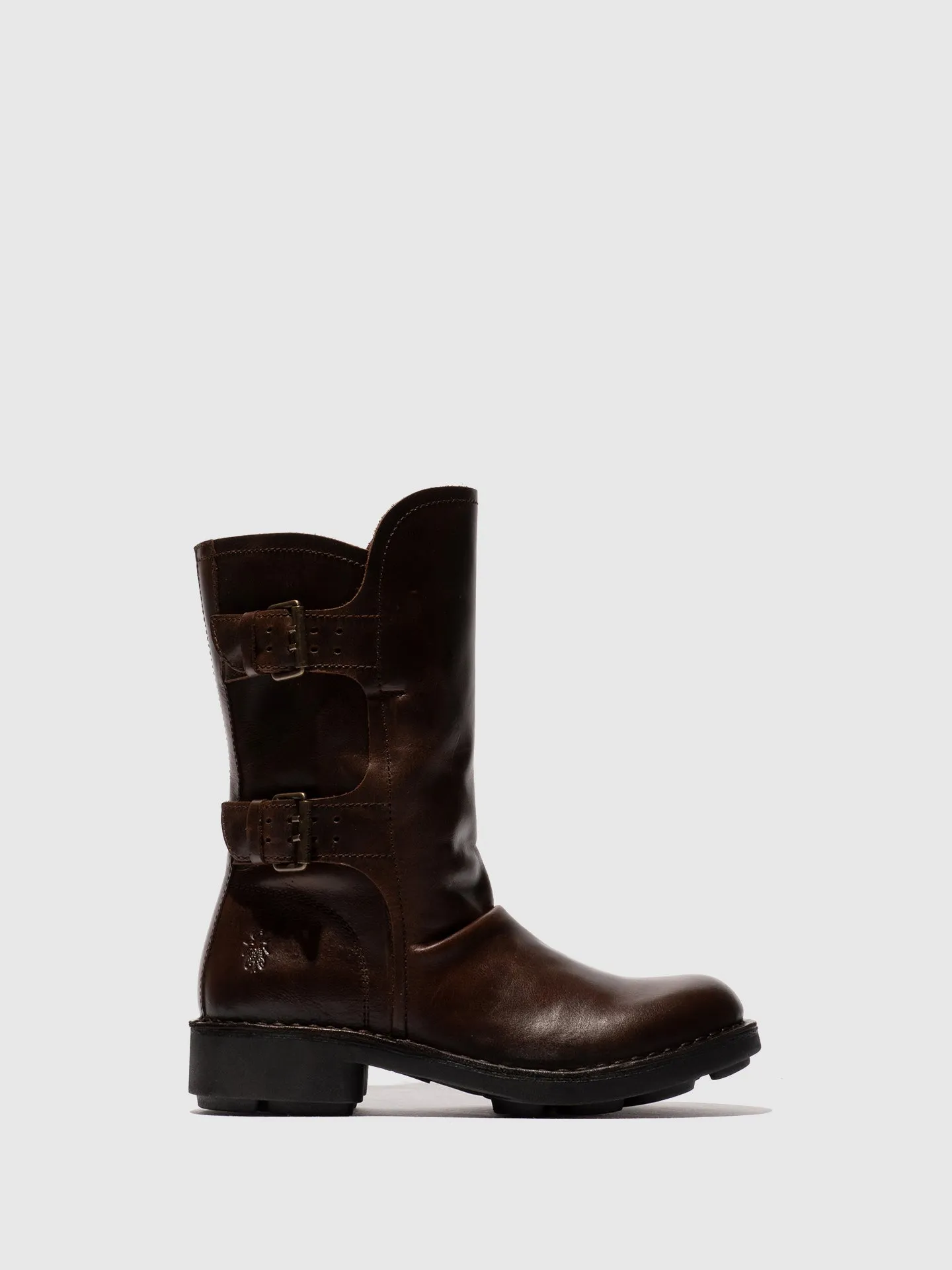 Buckle Ankle Boots NACH177FLY DK. BROWN sold by Fly London