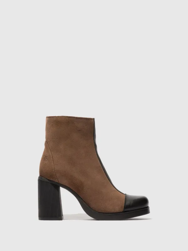 Zip Up Ankle Boots STIR985FLY DUBLIN/OIL SUEDE BLACK/TAUPE sold by Fly London