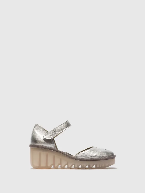 Ankle Strap Sandals BISO305FLY LAMINATO SILVER sold by Fly London