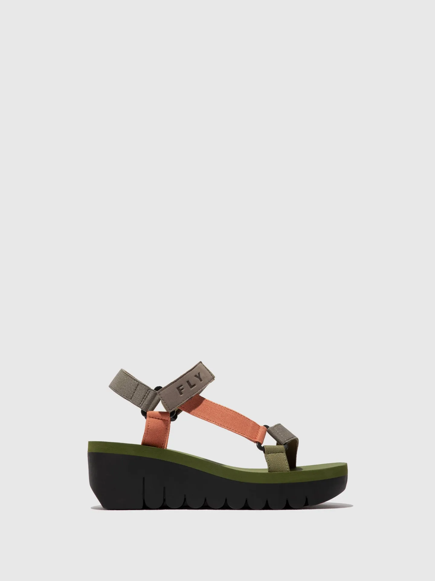 Velcro Sandals YEFA726FLY GREY/MULTICOLOR/ARMY GREEN sold by Fly London