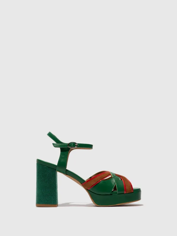 Sling-Back Sandals EZUI240FLY EMERALD/DK.RED/CAMEL sold by Fly London