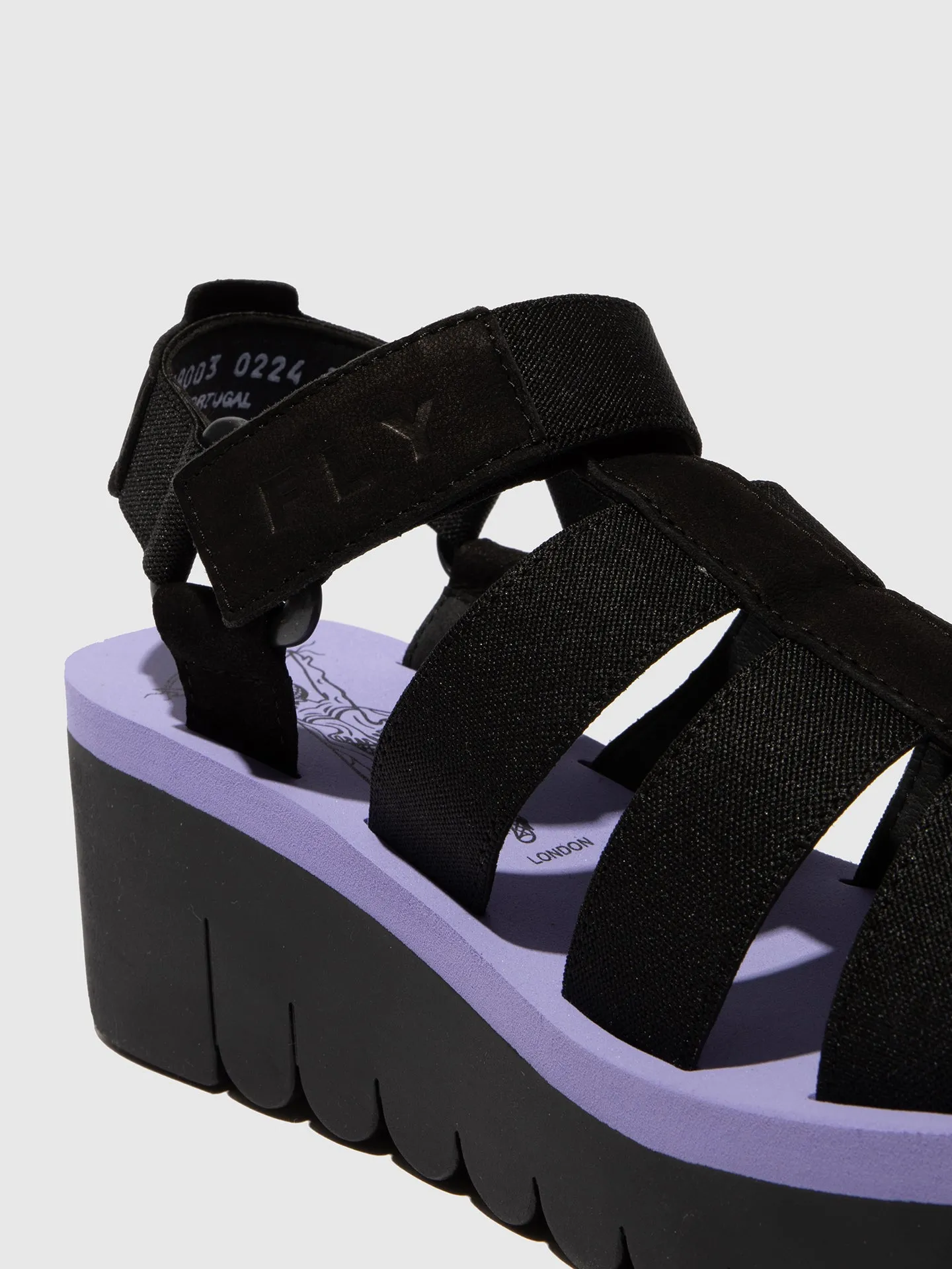 Strappy Sandals YOJI198FLY BLACK/BLACK/VIOLET sold by Fly London product image thumbnail 4