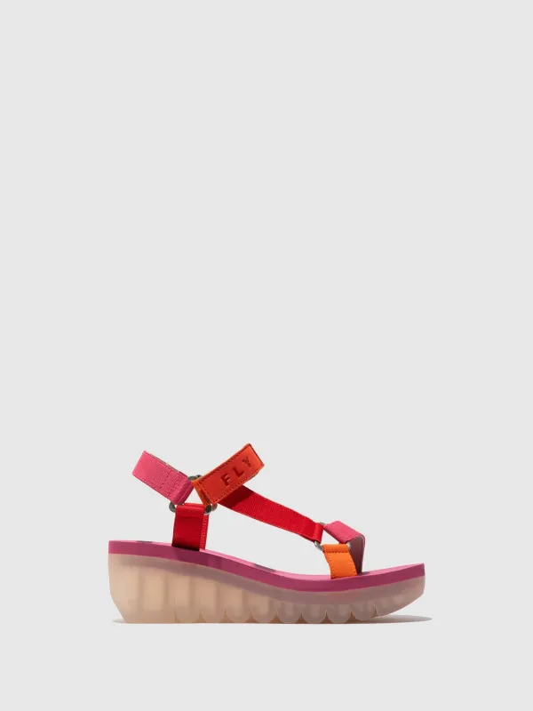 Velcro Sandals YEFA726FLY DEVIL RED/MULTICOLOR/VIOLET sold by Fly London