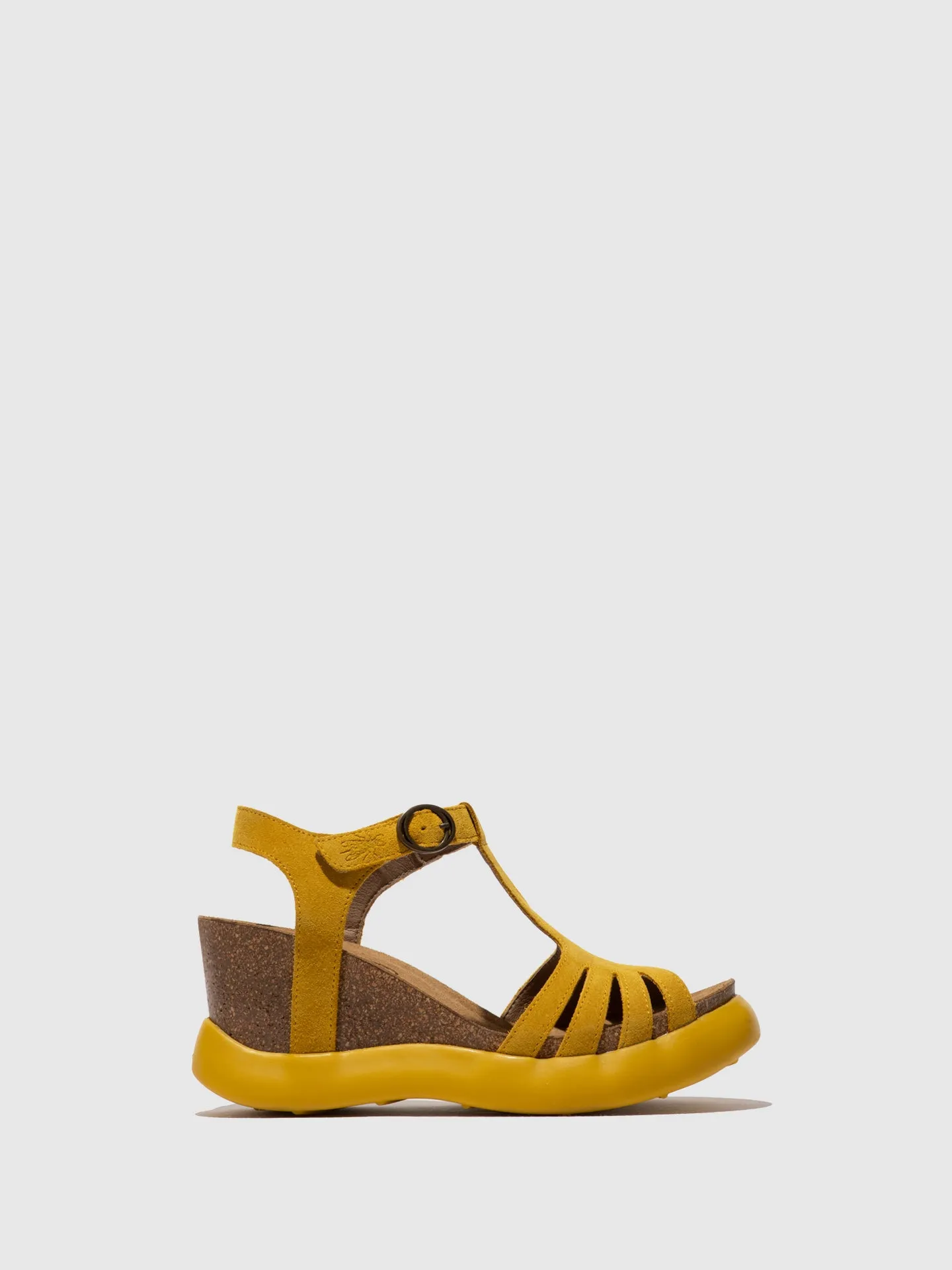 T-Strap Sandals GAIT959FLY SUEDE YELLOW sold by Fly London