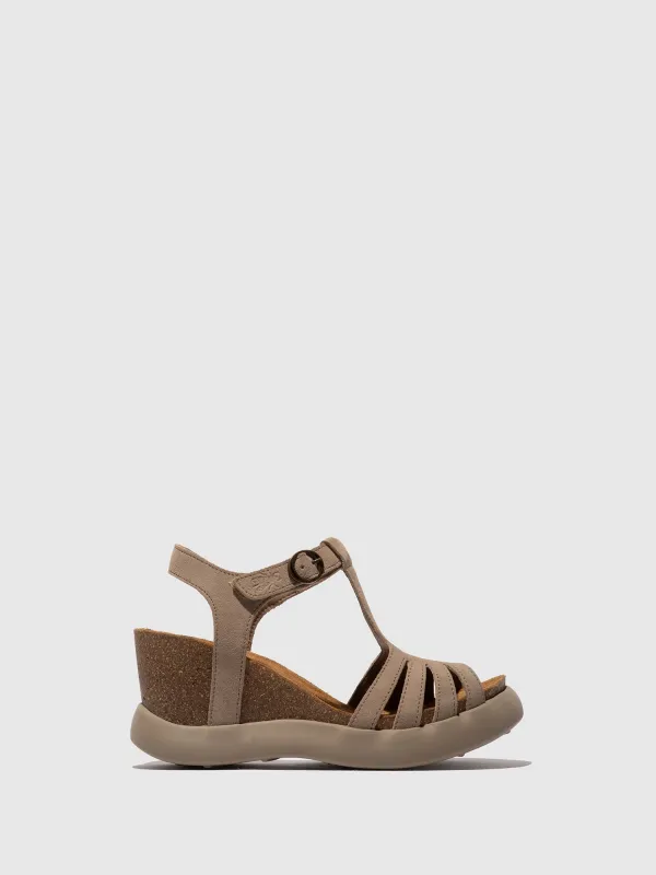 T-Strap Sandals GAIT959FLY SUEDE TAUPE sold by Fly London