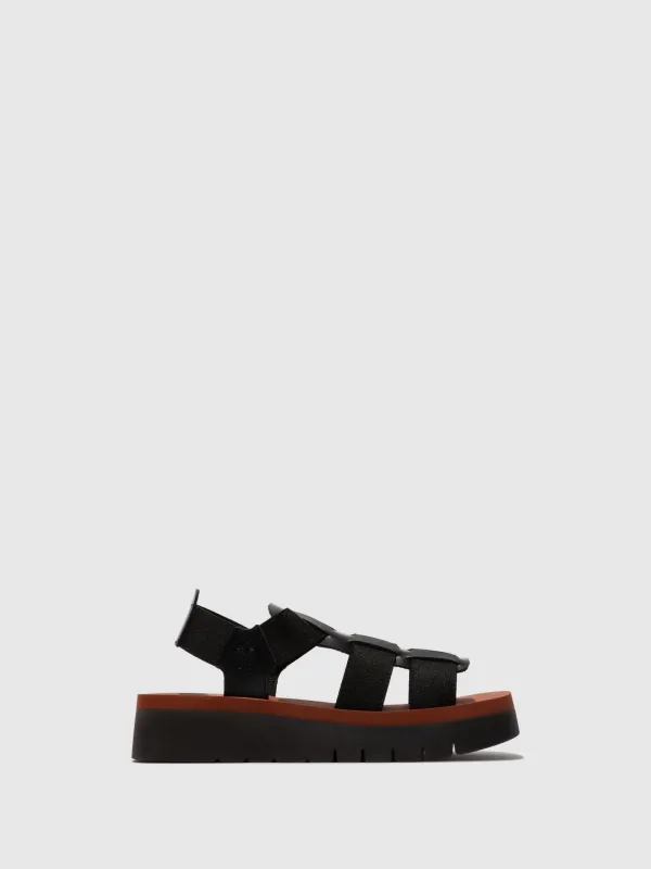 Sling-Back Sandals SAMB245FLY BLACK/BLACK/BRICK sold by Fly London
