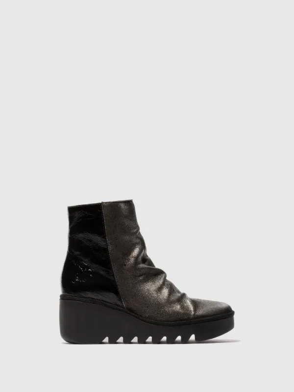 Zip Up Ankle Boots BAAN538FLY SILVER/BLACK sold by Fly London