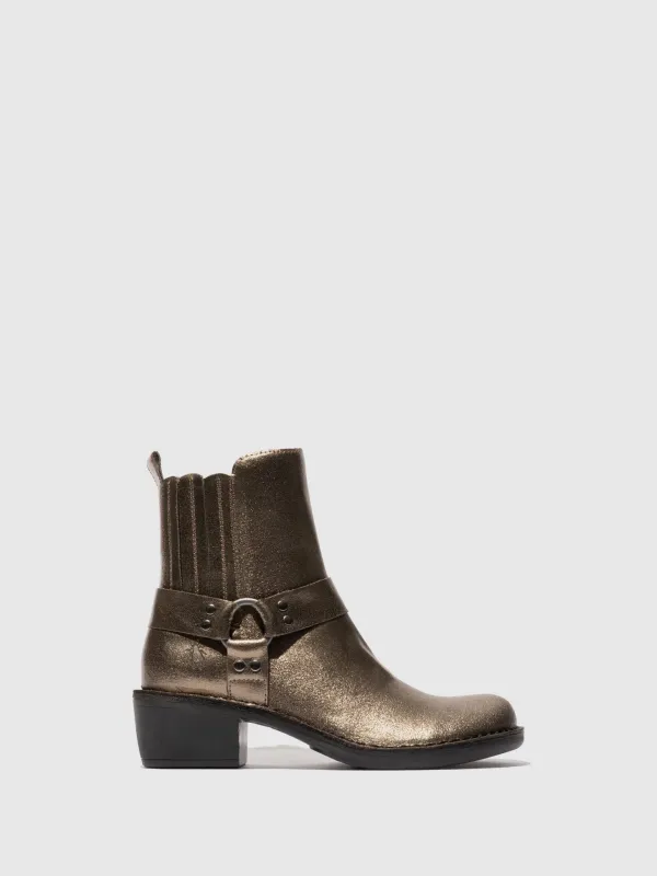 Zip Up Ankle Boots MEBI123FLY DARK GOLD sold by Fly London