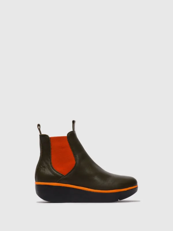 Chelsea Ankle Boots JERY536FLY MILITARY (BRICK ELASTIC) sold by Fly London