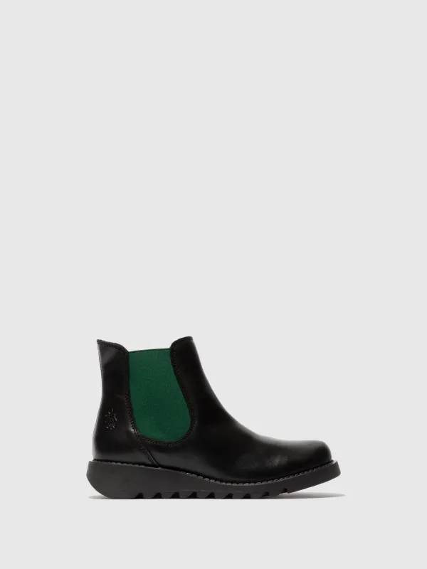 Chelsea Ankle Boots SALV195FLY BLACK (TEAL ELASTIC) sold by Fly London