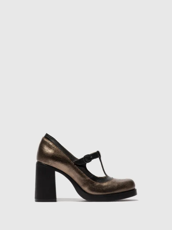 Mary Jane Shoes SEIF141FLY DARK GOLD/BLACK made by Fly London