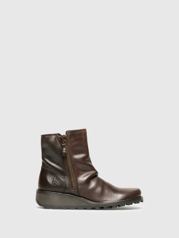 Zip Up Ankle Boots MON944FLY DK. BROWN sold by Fly London