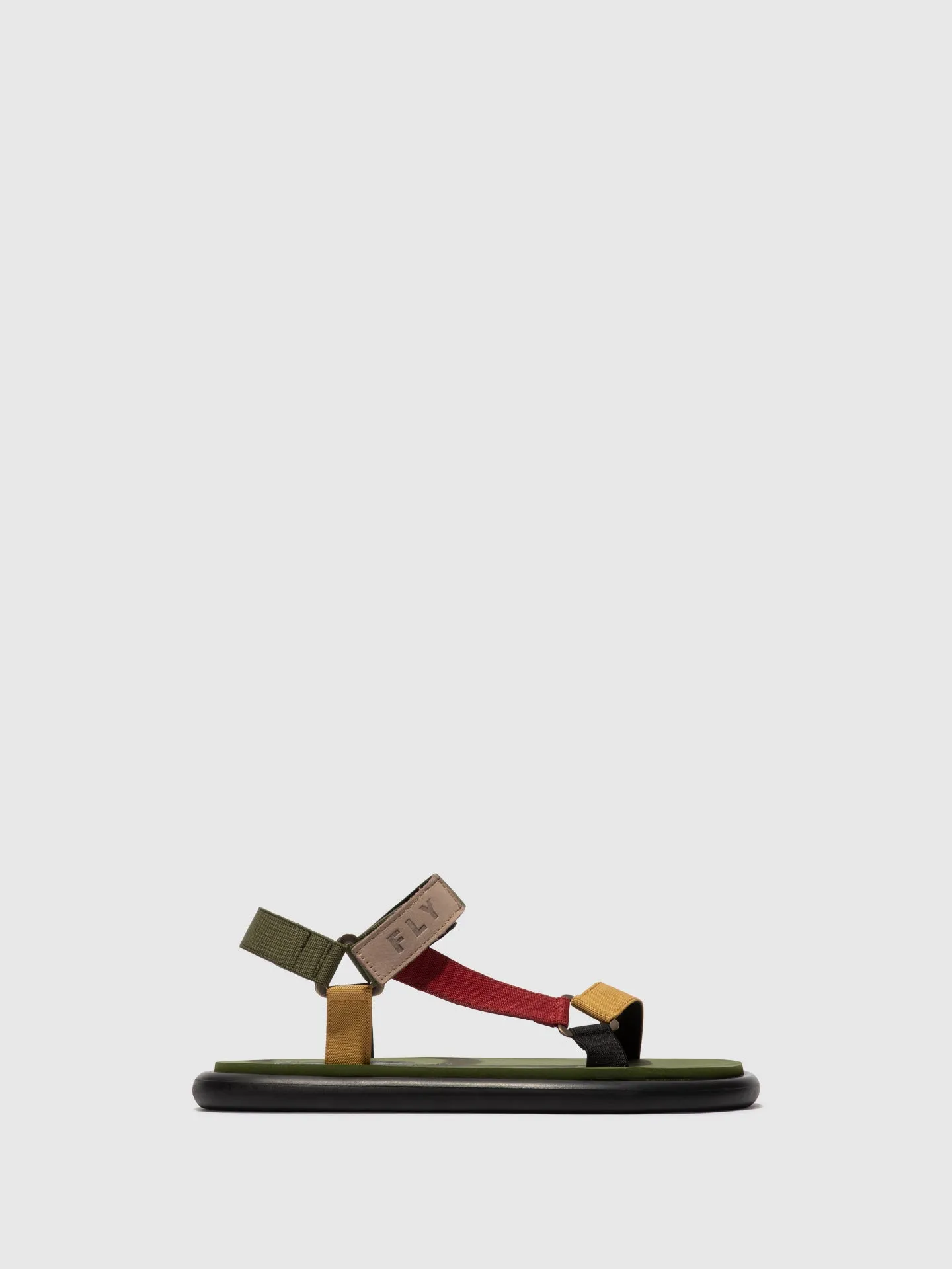 T-Strap Sandals OLIE072FLY MILITARY/MULTICOLOR/ARMY GREEN sold by Fly London