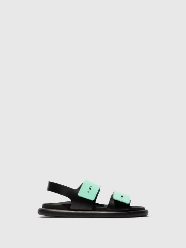 Sling-Back Sandals PAFI070FLY BLACK/SPEARMINT sold by Fly London