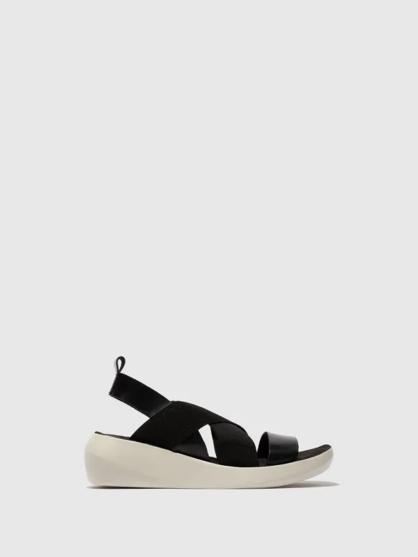 Crossover Sandals BAJI848FLY BRIDLE BLACK sold by Fly London