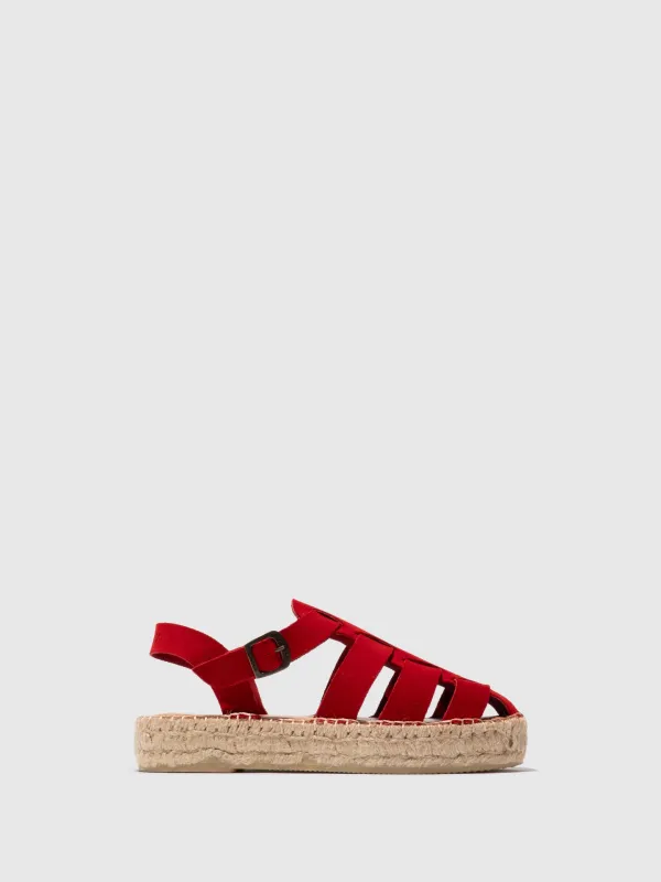 Sling-Back Espadrilles PAWI524FLY SUEDE SCARLET sold by Fly London