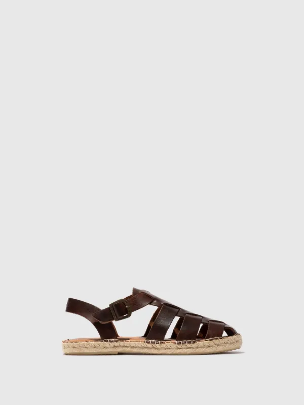 Sling-Back Espadrilles SUCH527FLY LEATHER BROWN sold by Fly London