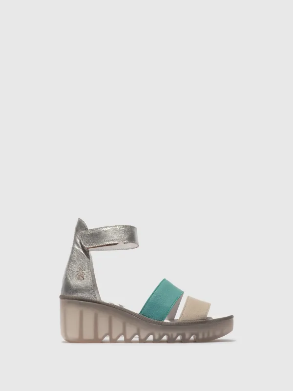 Strappy Sandals BONO290FLY CLOUD/TURQUOISE/SILVER sold by Fly London