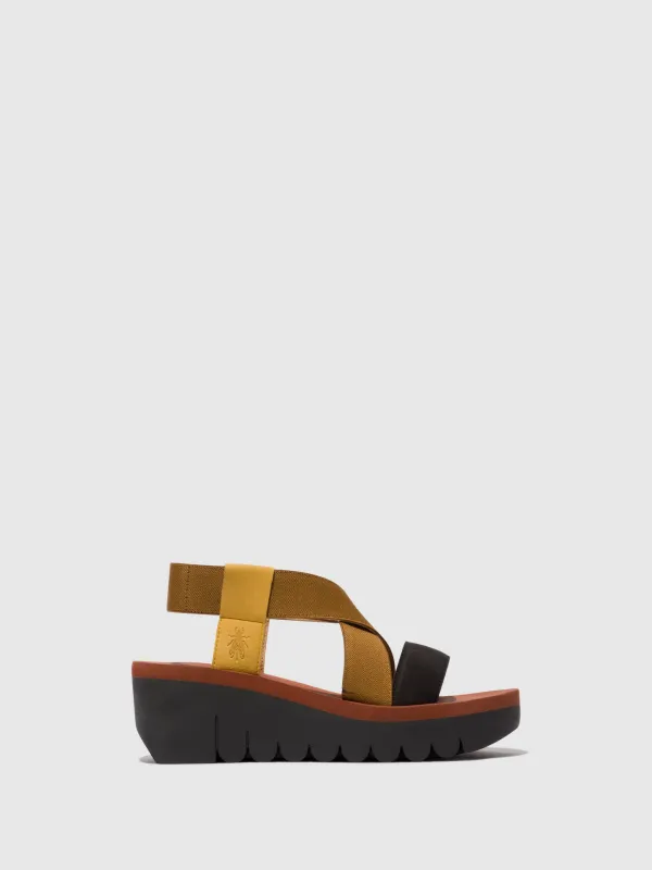 Sling-Back Sandals YABI922FLY BUMBLEBEE/CAMEL/BLACK sold by Fly London