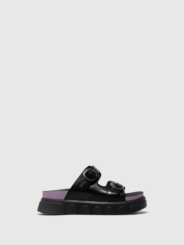 Buckle Mules CIDE946FLY BLACK (VIOLET) made by Fly London