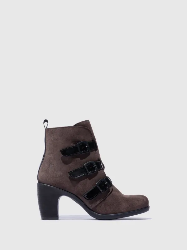 Buckle Ankle Boots KLEA012FLY ANTHRACITE/BLACK sold by Fly London