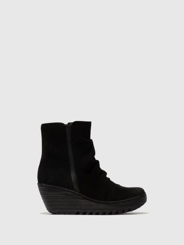 Zip Up Ankle Boots YOPA461FLY OIL SUEDE/MOUSSE BLACK sold by Fly London