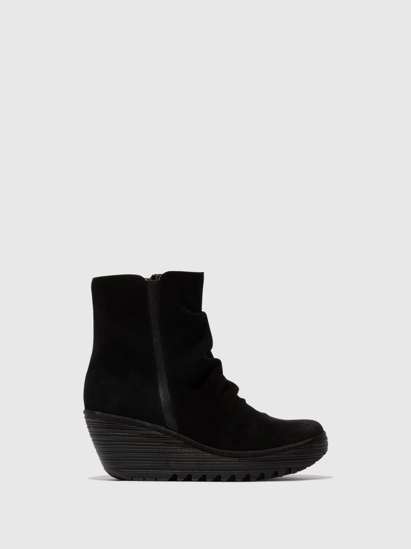 Zip Up Ankle Boots YOPA461FLY OIL SUEDE/MOUSSE BLACK sold by Fly London