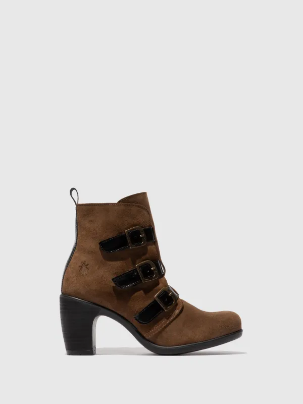 Buckle Ankle Boots KLEA012FLY TAUPE/BLACK sold by Fly London
