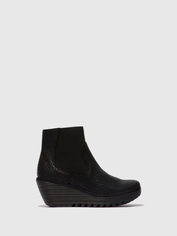 Chelsea Ankle Boots YADE398FLY CROCO BLACK sold by Fly London