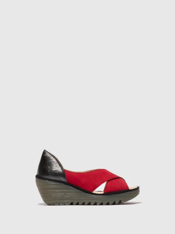 Crossover Sandals YOMA307FLY LIPSTICK RED/GRAPHITE sold by Fly London